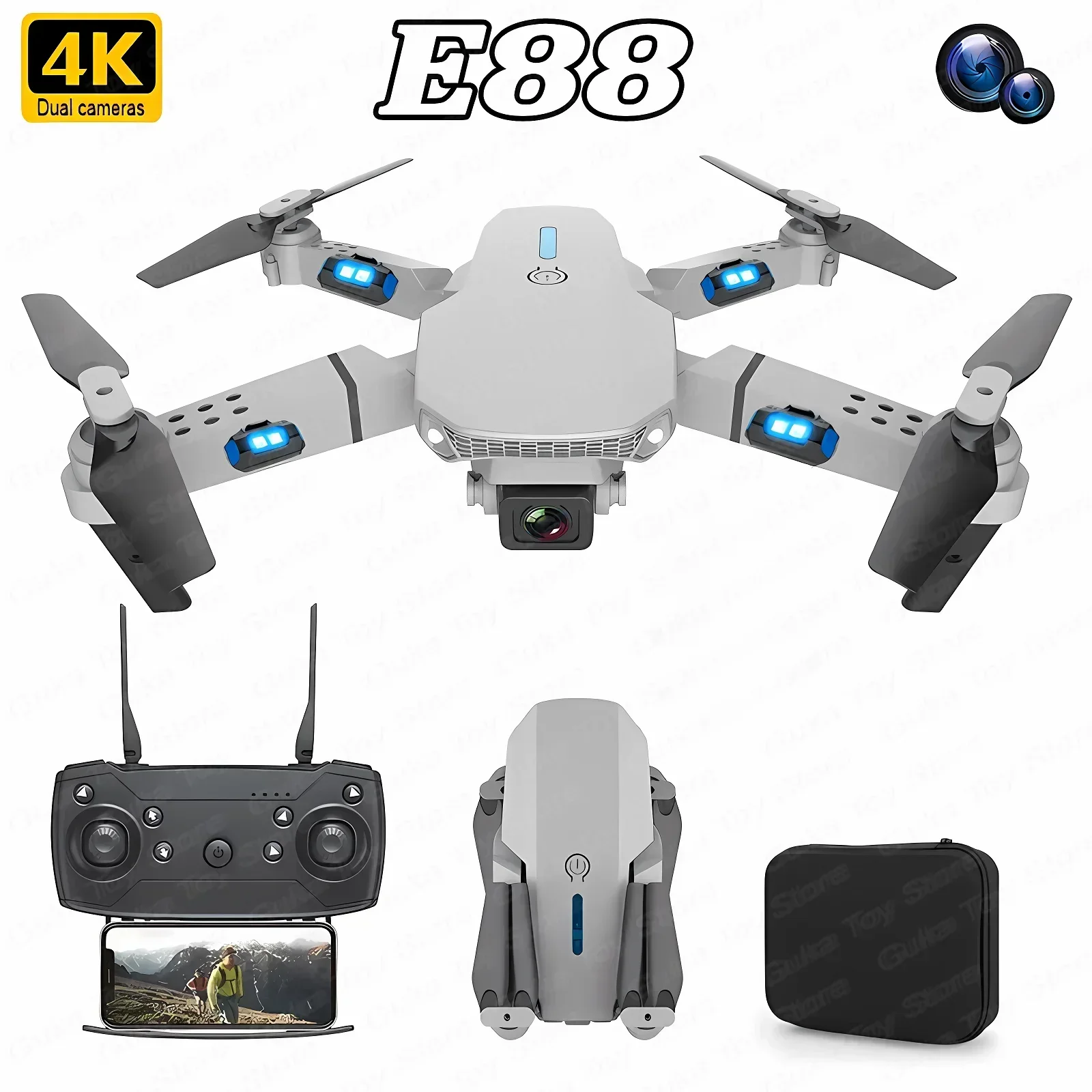 E88 Pro WIFI FPV الطائرة بدون  - مراجعة Drone Camera Mount وسعره